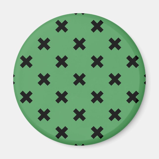 Imã Pontos de cruz pretos em verde (Frente)