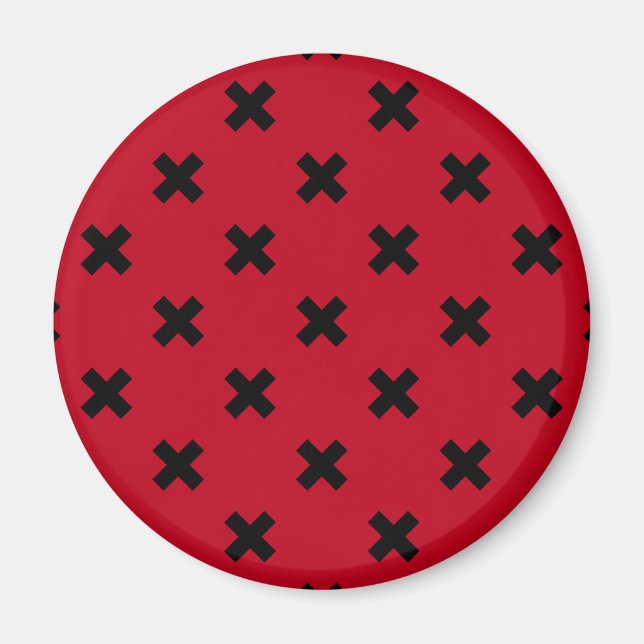 Imã Pontos de cruz pretos em vermelho (Frente)