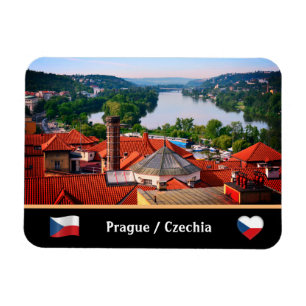Ímã Pontos de vista do Rio Praga Roofs & Vltava /Vyše