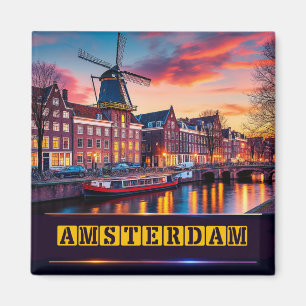 Imã 🧲 Pontos Turísticos de Amsterdã Lembrança de Viag