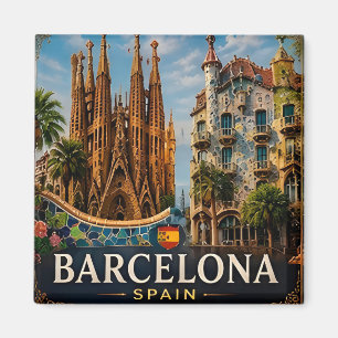 Imã 🧲 Pontos Turísticos de Barcelona Lembrança de Via