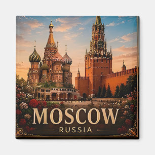 Imã 🧲 Pontos Turísticos de Moscou Lembrança de Viagem