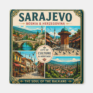 Imã 🧲 Pontos Turísticos de Sarajevo Ímã de Geladeira