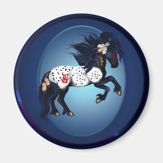 Imã Pony Oval Magnet da Guerra de Appaloosa (Frente)