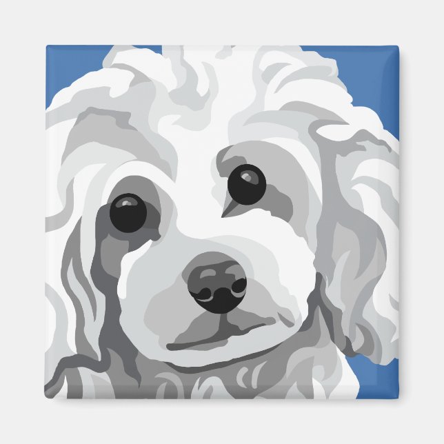 Imã Poodle Branco (Frente)
