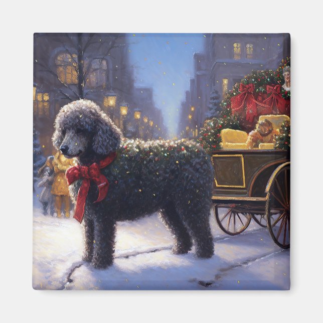Imã Poodle Christmas Fesason (Frente)