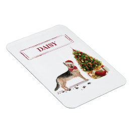 Ímã Poodle Cinza Cachorro Natal Divertido com Árvore