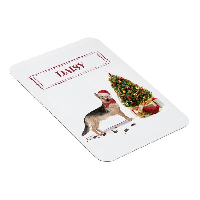 Ímã Poodle Cinza Cachorro Natal Divertido com Árvore (Lado Direito)