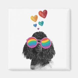 Imã Poodle Dog com Dia de os namorados de Coração