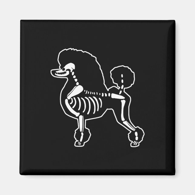 Imã Poodle Dog Skeleton Halloween Dogs Lover Ow (Frente)