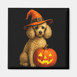 Imã Poodle Halloween Abóbora Bruxa Chapéu Cachorro Art