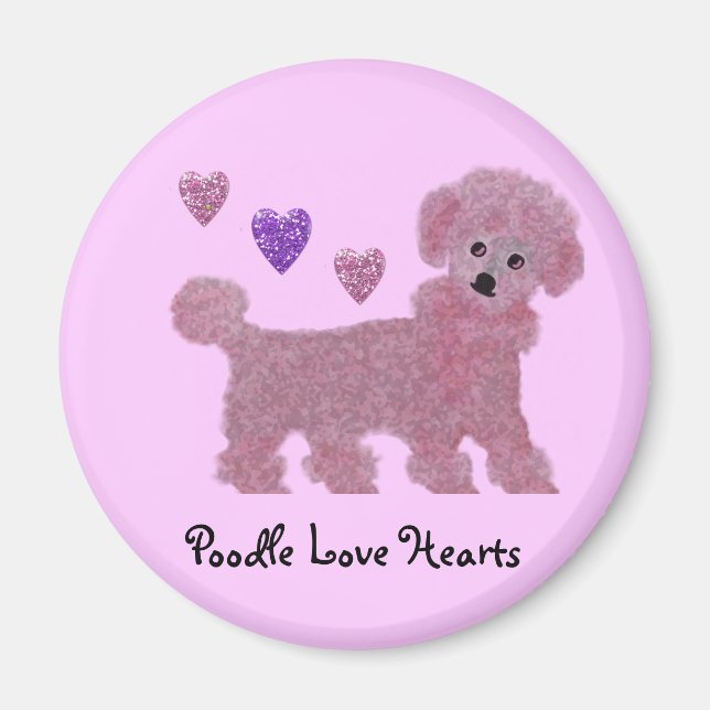 Imã Poodle Love Hearts (Frente)
