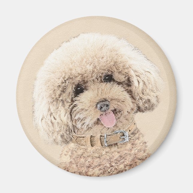 Imã Poodle Miniature Toy Apricot Cream Brown Dog Art (Frente)