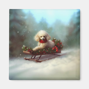 Imã Poodle Natal neve inverno