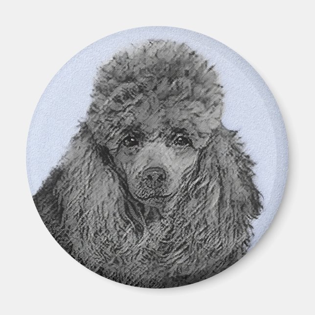 Imã Poodle Painting Miniature Toy Black (Frente)