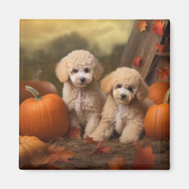 Imã Poodle Puppy Autumn Delight Pumpkin (Frente)