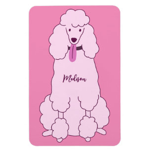 Ímã Poodle Rosa de Nome Personalizado
