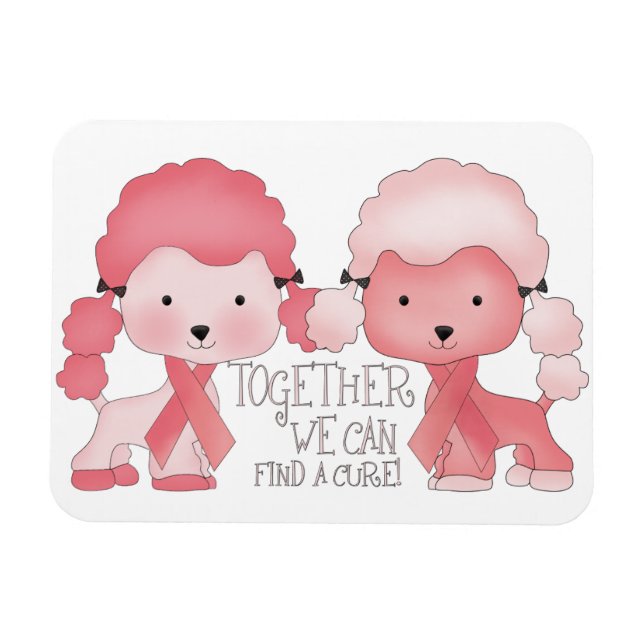 Ímã Poodles de sensibilização para o Cancer (Horizontal)