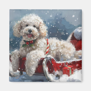 Imã Poodô Cachorro Natal Festivo