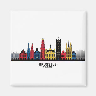 Imã Pop-Art Bruxelas Skyline Magnet