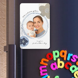 Ímã Pop Art Flower Editable Occasion Blue Cinza Photo