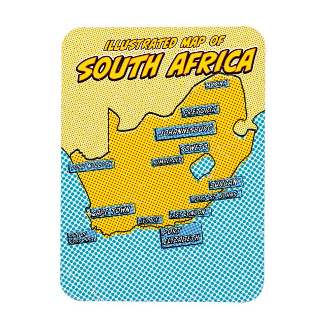 Ímã Pop Art Ilustrado África do Sul  (Vertical)