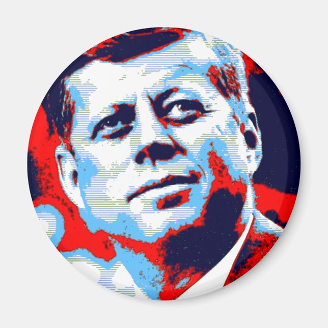 Imã Pop Art JFK John F. Kennedy Red Blue (Frente)
