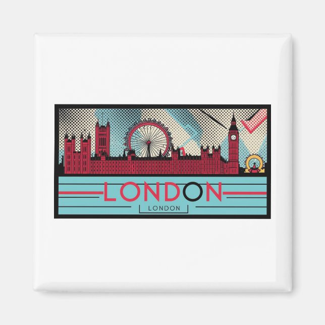 Imã Pop-Art London Skyline Magnet (Frente)