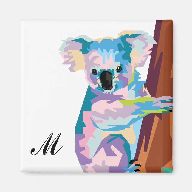 Imã Pop Colorida Art Koala Monogrammed (Frente)