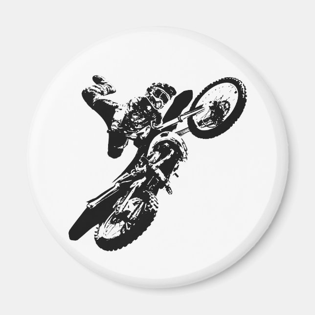 Imã Pop de Arte Branca Negra Motocross Motorcyesporte (Frente)