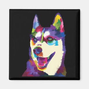 Imã Pop de cão rouco colorido estilo artístico pre