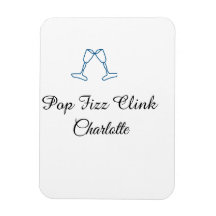 Pop fizz clink blue champagne bottle new year