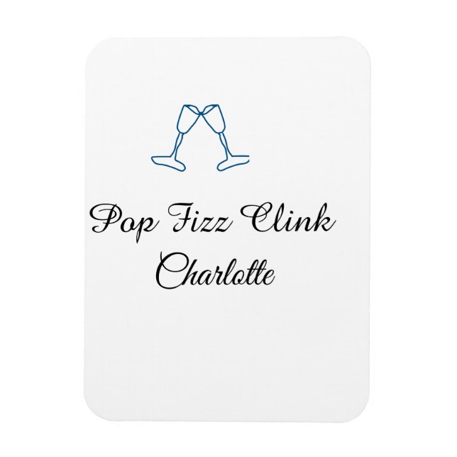 Ímã Pop fizz clink blue champagne bottle new year (Vertical)