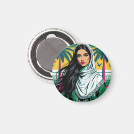 Imã "Pop Saudita Queen - Arte de Patrimônio Negrito pa