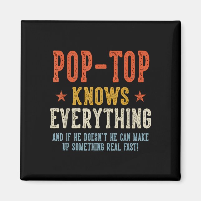 Imã Pop-top sabe tudo dia dos pais retrô (Frente)