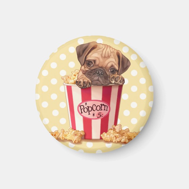 Imã Popcorn Pug (Frente)