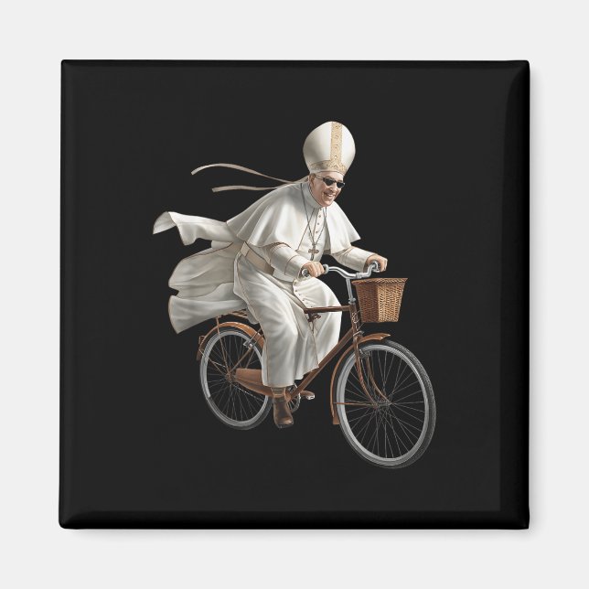 Imã Pope Riding Bike Bicycle Catholic Church Bible Scr (Frente)