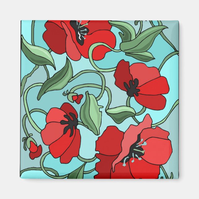 Imã Poppies vermelhos (Frente)