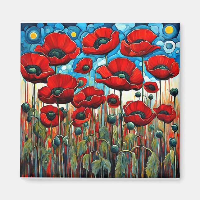 Imã Poppies vermelhos gigantes 2 (Frente)