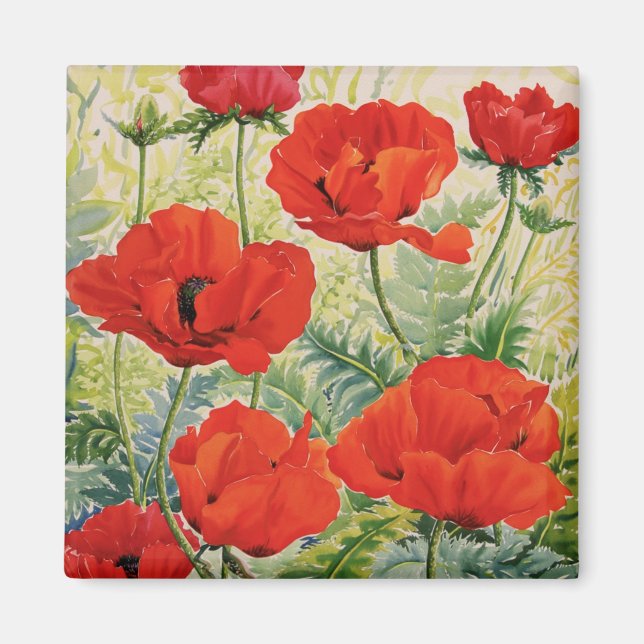 Imã Poppies Vermelhos Grandes (Frente)