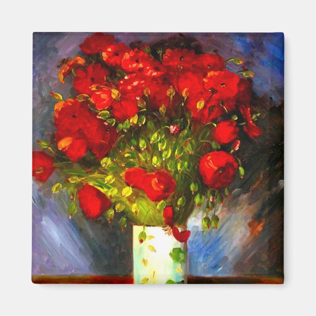 Imã Poppies Vermelhos Van Gogh (Frente)