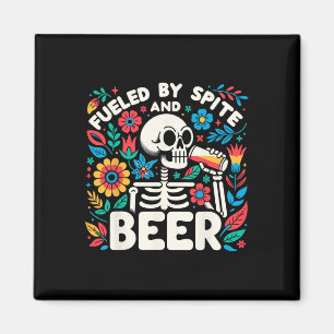 Imã Por Calma E Beer Halloween Skeleton Floral