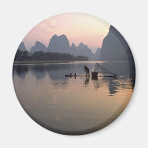 Imã Por do sol bonito: Cruzando o rio Li, Guilin, C
