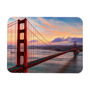 Ímã Por do sol bonito do inverno em golden gate bridge