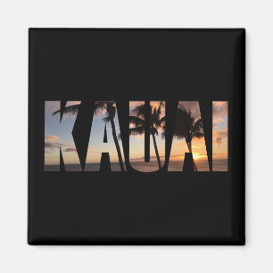 Imã Por do sol de Kauai, Havaí com palmeiras