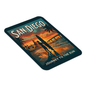 Ímã Pôr do sol em San Diego Califórnia Surf Viagem