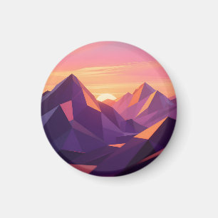 Imã Pôr do Sol Geométrico de Montanha Low Poly