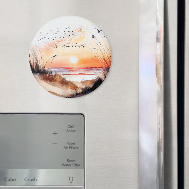 Imã Pôr do Sol na Praia com Pássaros (In Situ (Fridge))
