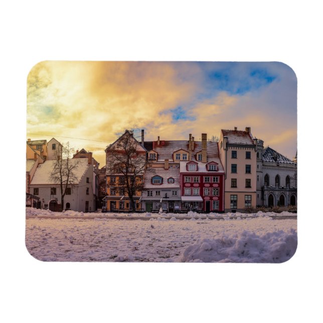 Ímã Pôr do sol na rua em Riga (Horizontal)