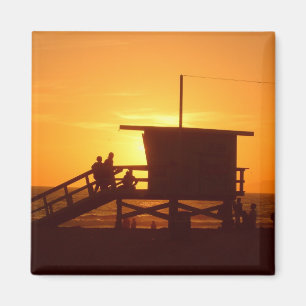 Imã Por do sol no ímã da praia de estado de Santa